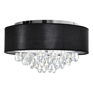 CWI Lighting Dash 4 Light Drum Shade Metal Flush Mount Light in Chrome/Black