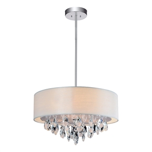 CWI Lighting Dash 3 Light Metal Chandelier with Drum Shade in Chrome