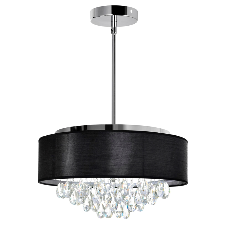CWI Lighting Dash 4 Light Drum Shade Metal Chandelier in Chrome