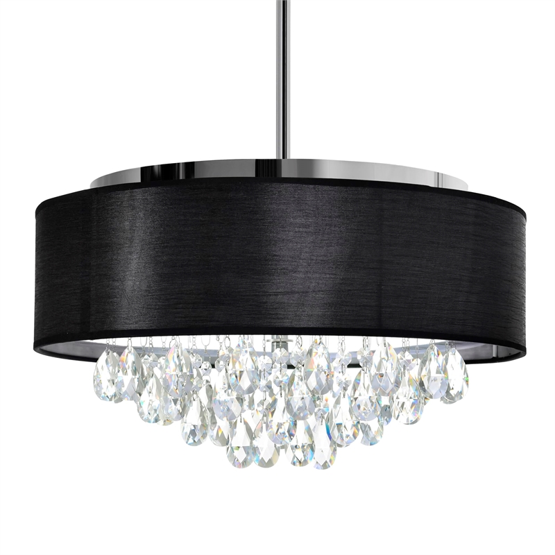 CWI Lighting Dash 4 Light Drum Shade Metal Chandelier in Chrome