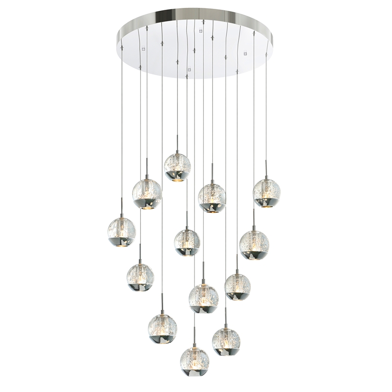 CWI Lighting Perrier 13 Light Contemporary Metal Pendant in Chrome