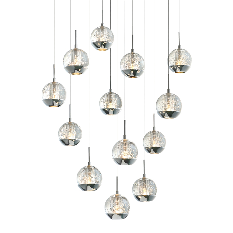 CWI Lighting Perrier 13 Light Contemporary Metal Pendant in Chrome