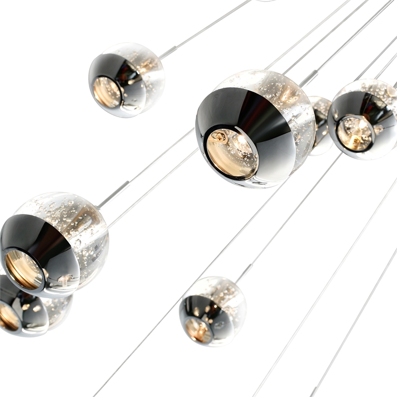 CWI Lighting Perrier 13 Light Contemporary Metal Pendant in Chrome