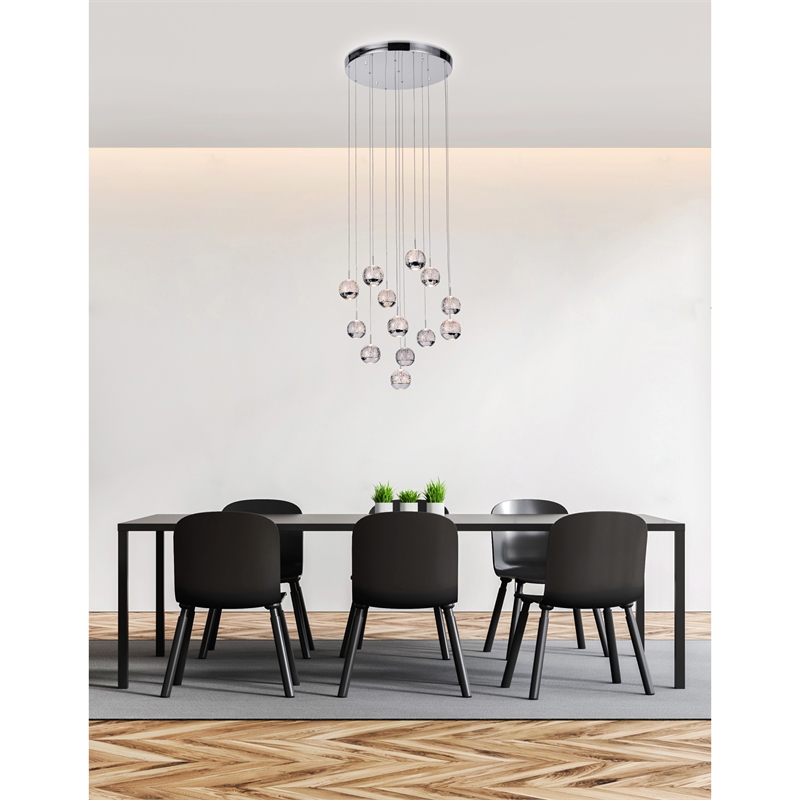 CWI Lighting Perrier 13 Light Contemporary Metal Pendant in Chrome