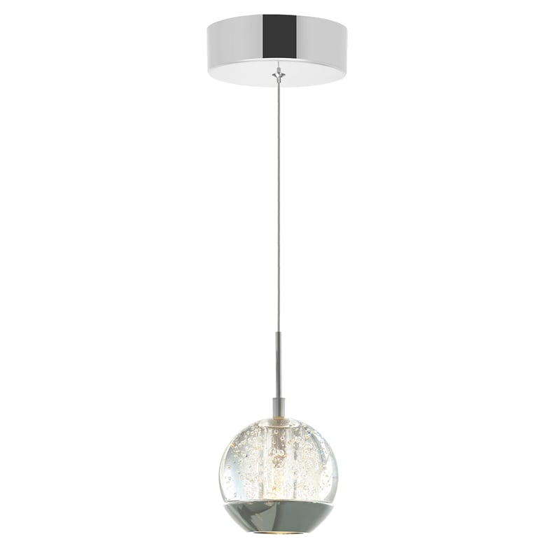 CWI Lighting Perrier 1 Light Down Contemporary Metal Mini Pendant in Chrome