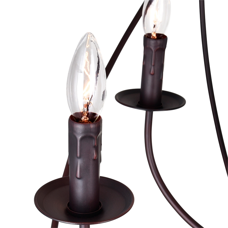 CWI Lighting Arza 6 Light Up Farmhouse Metal Chandelier in Brown
