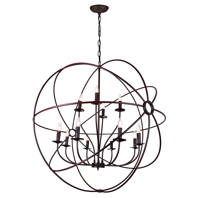 CWI Lighting Arza 12 Light Up Farmhouse Metal Chandelier in Brown