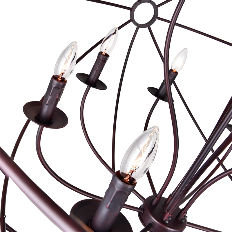 CWI Lighting Arza 12 Light Up Farmhouse Metal Chandelier in Brown