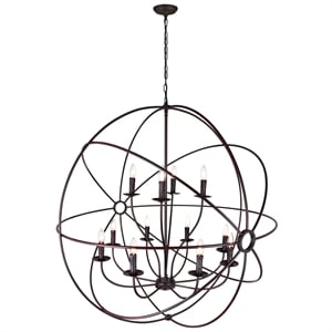CWI Lighting Arza 12 Light Up Farmhouse Metal Chandelier in Brown