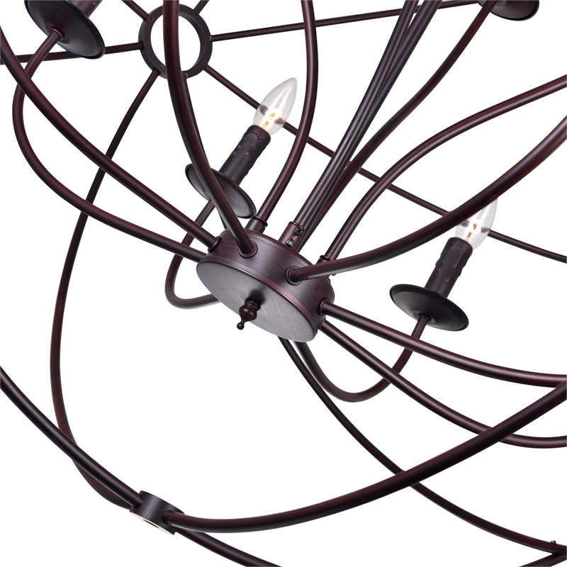 CWI Lighting Arza 12 Light Up Farmhouse Metal Chandelier in Brown