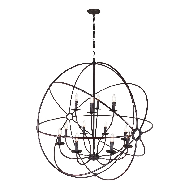 CWI Lighting Arza 12 Light Up Farmhouse Metal Chandelier in Brown