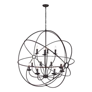 CWI Lighting Arza 12 Light Up Farmhouse Metal Chandelier in Brown