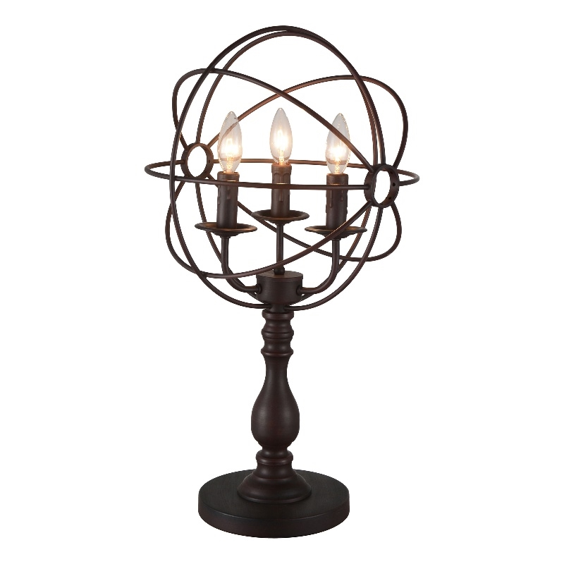 CWI Lighting Arza 3 Light Farmhouse Metal Table Lamp in Brown