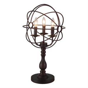cwi lighting arza 3 light farmhouse metal table lamp in brown