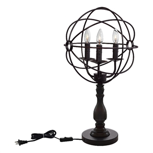 CWI Lighting Arza 3 Light Farmhouse Metal Table Lamp in Brown