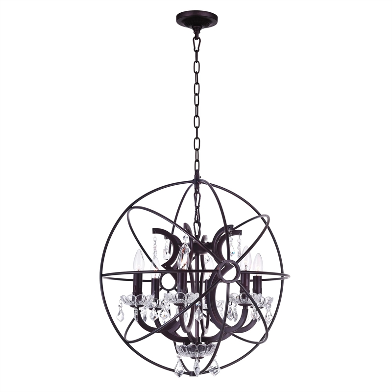 CWI Lighting Campechia 6 Light Up Farmhouse Metal Chandelier in Brown