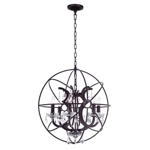 CWI Lighting Campechia 6 Light Up Farmhouse Metal Chandelier in Brown