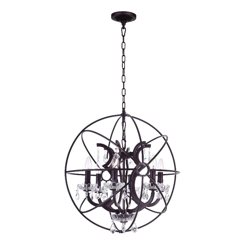 CWI Lighting Campechia 6 Light Up Farmhouse Metal Chandelier in Brown