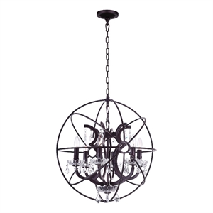 CWI Lighting Campechia 6 Light Up Farmhouse Metal Chandelier in Brown