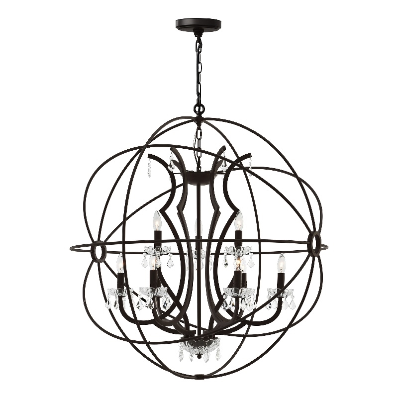 CWI Lighting Campechia 9 Light Up Farmhouse Metal Chandelier in Brown