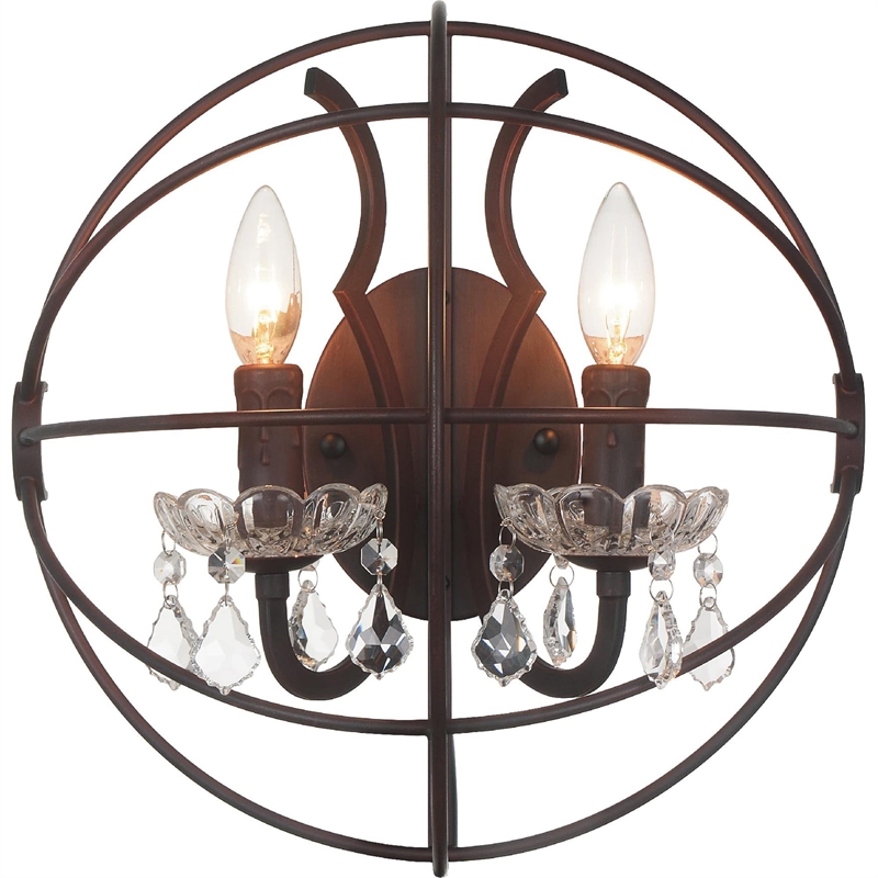 CWI Lighting Campechia 2 Light Farmhouse Metal Wall Sconce in Brown