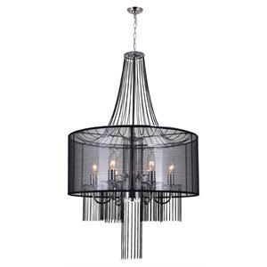 CWI Lighting Amelia 6 Light Drum Shade Metal Chandelier in Chrome
