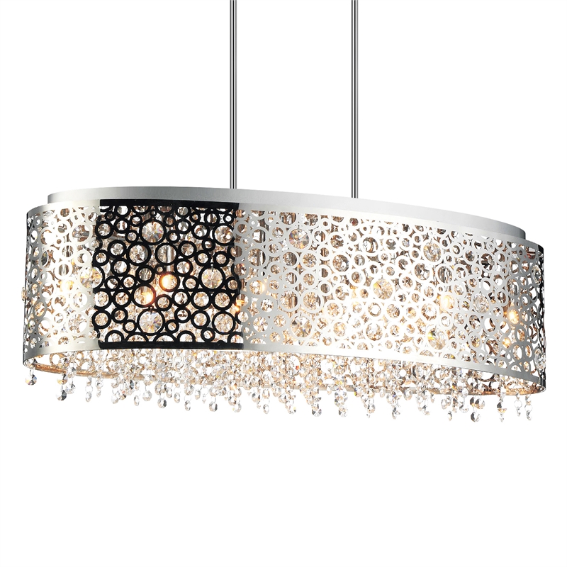CWI Lighting Bubbles 11 Light Drum Shade Metal Chandelier in Chrome