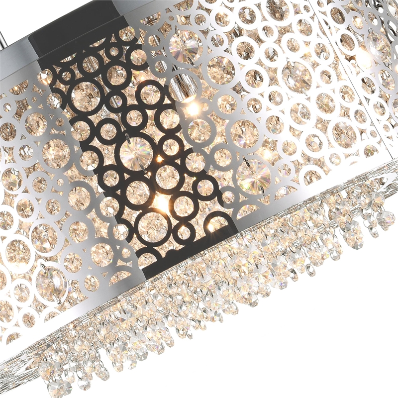 CWI Lighting Bubbles 11 Light Drum Shade Metal Chandelier in Chrome