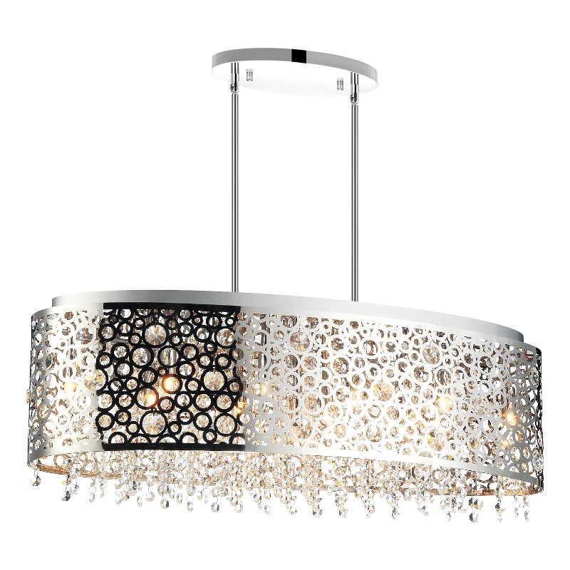 CWI Lighting Bubbles 11 Light Drum Shade Metal Chandelier in Chrome