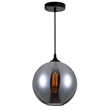 CWI Lighting Glass 1 Light Down Metal Mini Pendant in Black Smoke