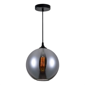 CWI Lighting Glass 1 Light Down Metal Mini Pendant in Black Smoke