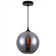 CWI Lighting Glass 1 Light Down Metal Mini Pendant in Black Smoke