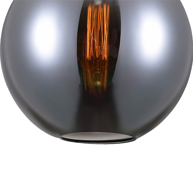 CWI Lighting Glass 1 Light Down Metal Mini Pendant in Black Smoke