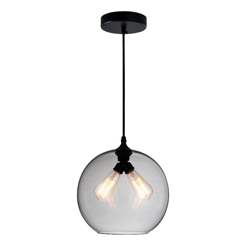 CWI Lighting 2 Light Contemporary Glass Mini Pendant in Black Smoke