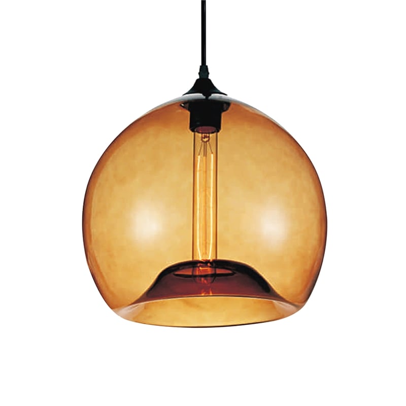 CWI Lighting Glass 1 Light Down Metal Mini Pendant in Black/Amber
