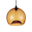 CWI Lighting Glass 1 Light Down Metal Mini Pendant in Black/Amber