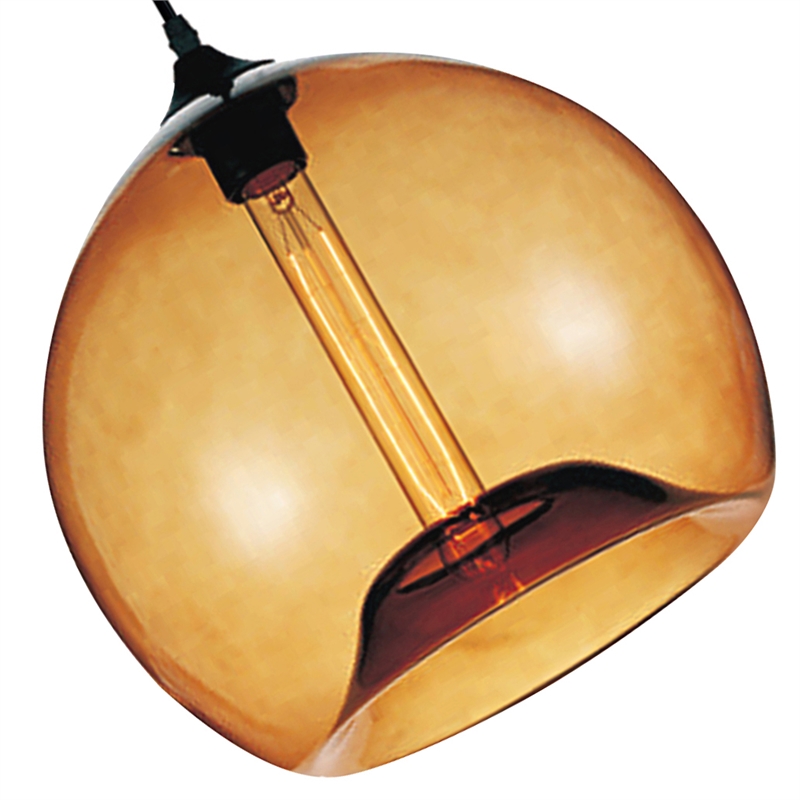 CWI Lighting Glass 1 Light Down Metal Mini Pendant in Black/Amber