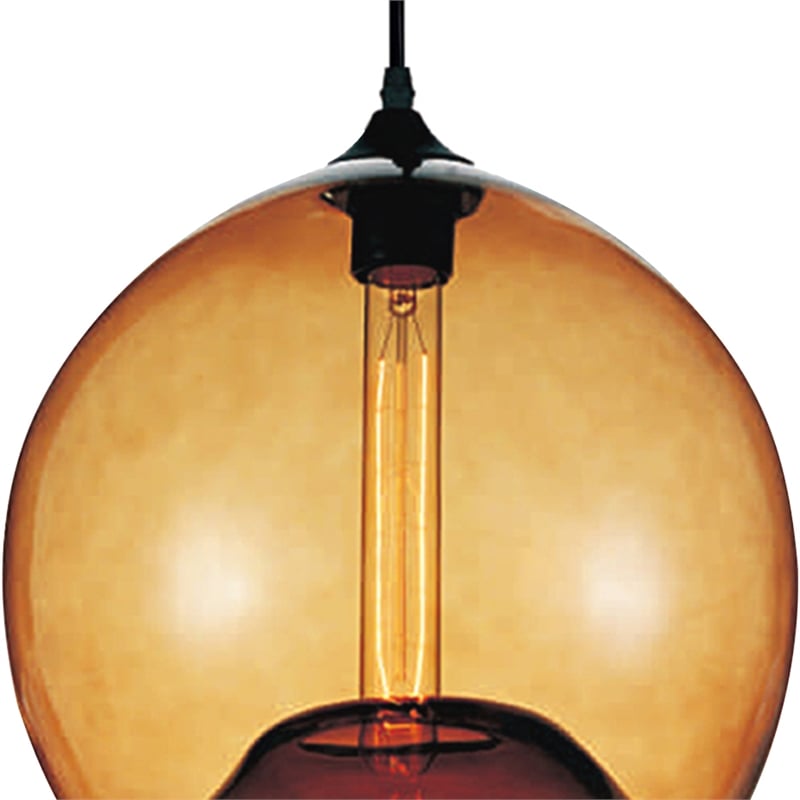 CWI Lighting Glass 1 Light Down Metal Mini Pendant in Black/Amber