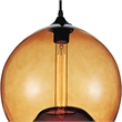 CWI Lighting Glass 1 Light Down Metal Mini Pendant in Black/Amber