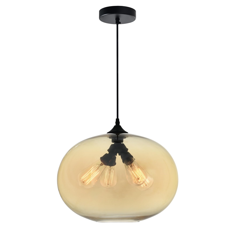 CWI Lighting 4 Light Contemporary Glass Down Pendant in Amber