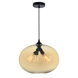 CWI Lighting 4 Light Contemporary Glass Down Pendant in Amber