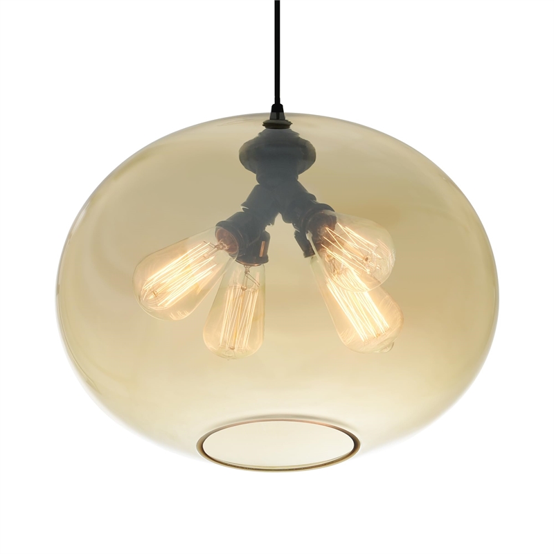 CWI Lighting 4 Light Contemporary Glass Down Pendant in Amber