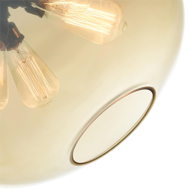 CWI Lighting 4 Light Contemporary Glass Down Pendant in Amber