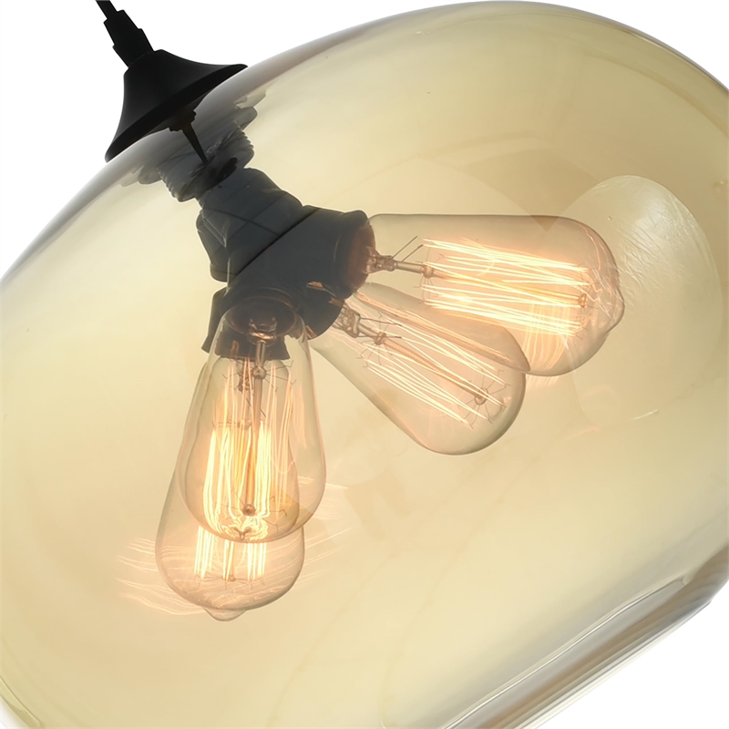 CWI Lighting 4 Light Contemporary Glass Down Pendant in Amber