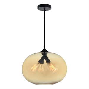 CWI Lighting 4 Light Contemporary Glass Down Pendant in Amber