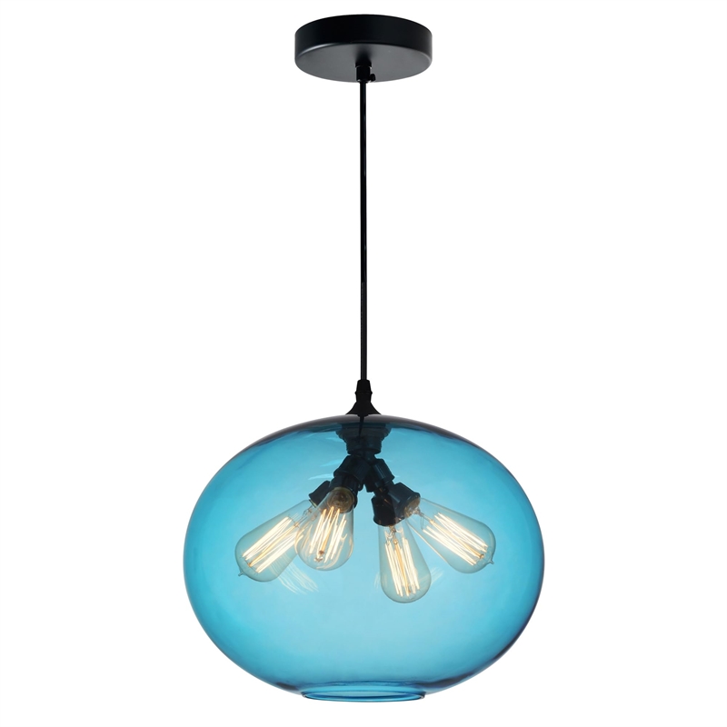 CWI Lighting 4 Light Contemporary Glass Mini Pendant in Transparent Blue