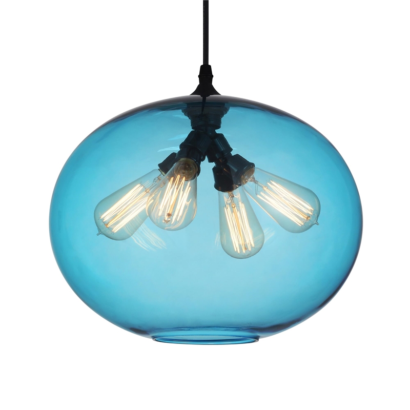 CWI Lighting 4 Light Contemporary Glass Mini Pendant in Transparent Blue