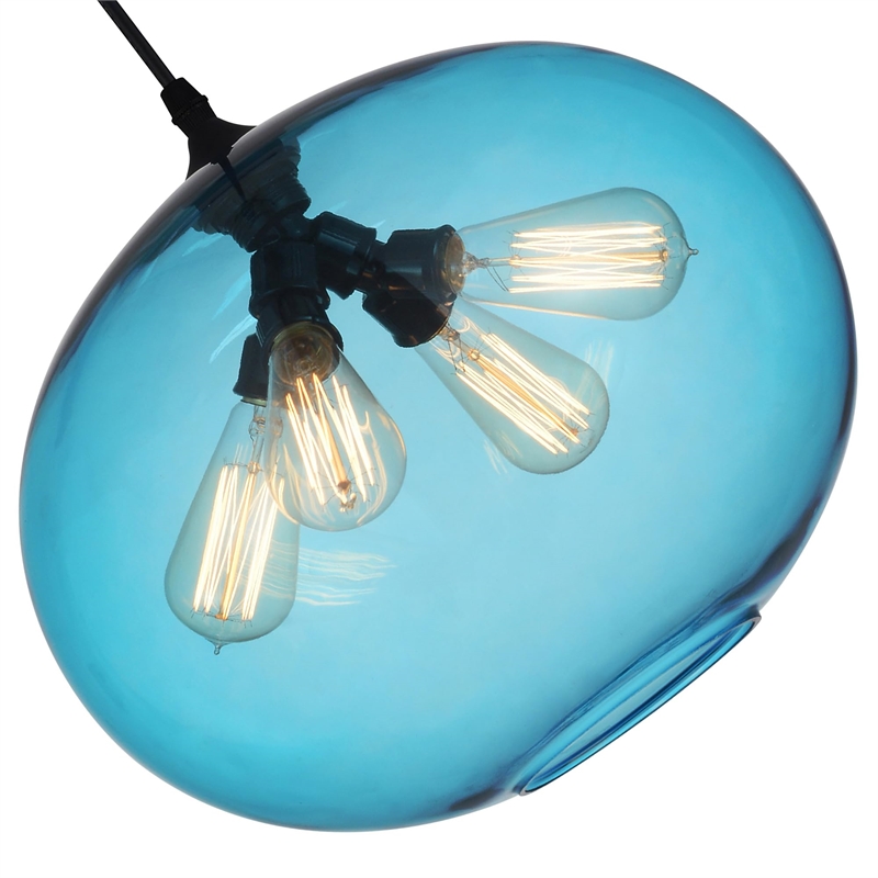 CWI Lighting 4 Light Contemporary Glass Mini Pendant in Transparent Blue