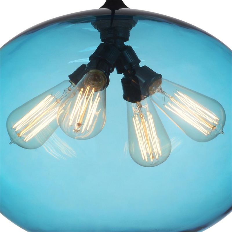 CWI Lighting 4 Light Contemporary Glass Mini Pendant in Transparent Blue