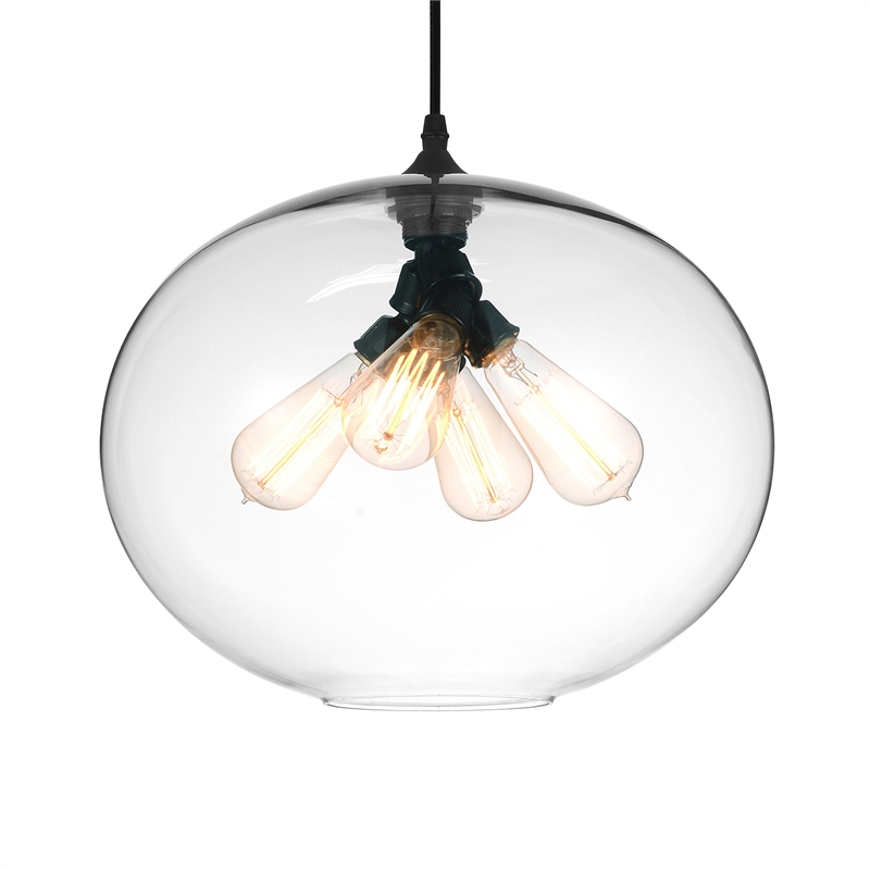 CWI Lighting Glass 4 Light Contemporary Metal Down Pendant in Clear